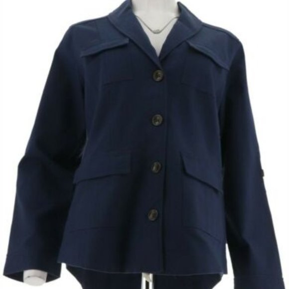 NWT ISAAC MIZRAHI BUTTON SHAWL UTILITY JACKET 12 - Picture 2 of 12